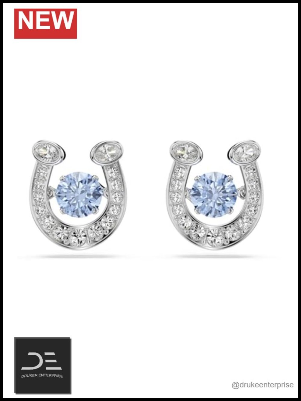 Swarovski Symbolica Pavé Stud Earrings Blue Rhodium Plated Round Cut
